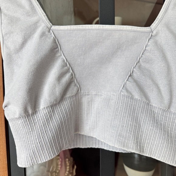 FP Movement Good Karma Square Neck sports Bra M/L Ice Grey top ribbed tank - Picture 4 of 10